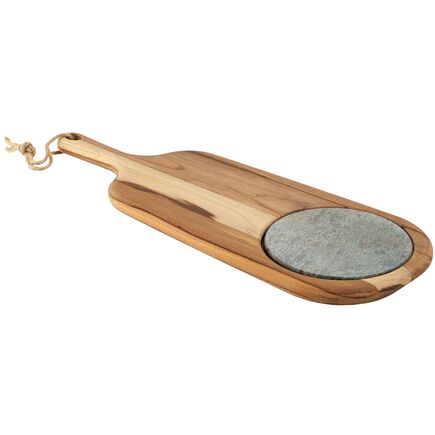 Tábua para Queijos e Frios Tramontina Provence em Teca com Cabo e Pedra Sabão de 48x19 cm