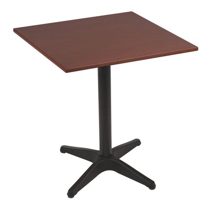 Mesa Quadrada Tramontina Piazza com Tampo de Madeira Tauarí com Acabamento Envernizado Castanho Escuro e Base Preto de Alumínio 70 cm