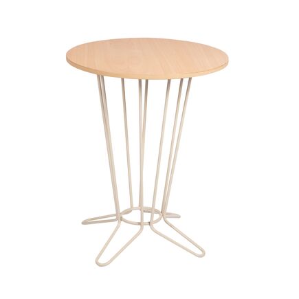 Mesa Redonda Coluna Central Tramontina Barcelona em Multilaminado Natural com Base em Aço Acabamento Fendi 60 cm