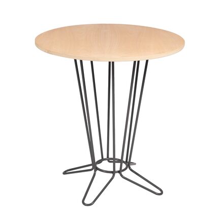 Mesa Redonda Coluna Central Tramontina Barcelona em Multilaminado Natural com Base em Aço Acabamento Grafite 70 cm