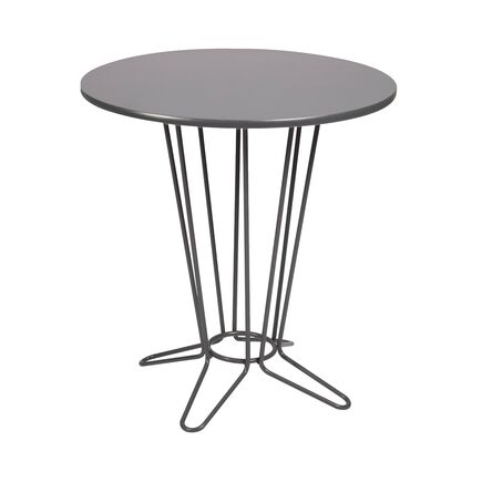 Mesa Redonda Coluna Central Tramontina Barcelona em Multilaminado Grafite com Base em Aço Acabamento Grafite 70 cm