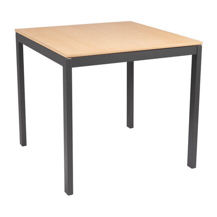 Mesa Quadrada Tramontina Barcelona em Multilaminado Natural com Pernas em Aço Acabamento Grafite 70 cm