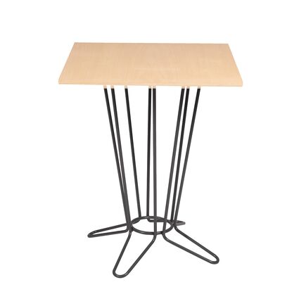 Mesa Quadrada Coluna Central Tramontina Barcelona em Multilaminado Natural com Base em Aço Acabamento Grafite 70 cm