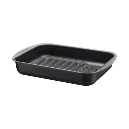 Assadeira com Grelha Tramontina Brasil em Alumínio com Revestimento Interno e Externo Antiaderente Starflon Max Grafite 34 cm 4,9 L