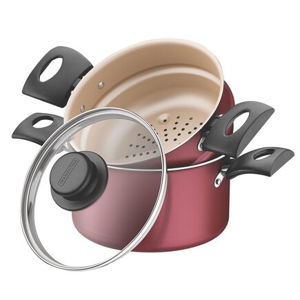 Jogo 4 Funções Tramontina Turim em Alumínio com Revestimento Interno e Externo em Antiaderente Starflon Max Vermelho 16 cm