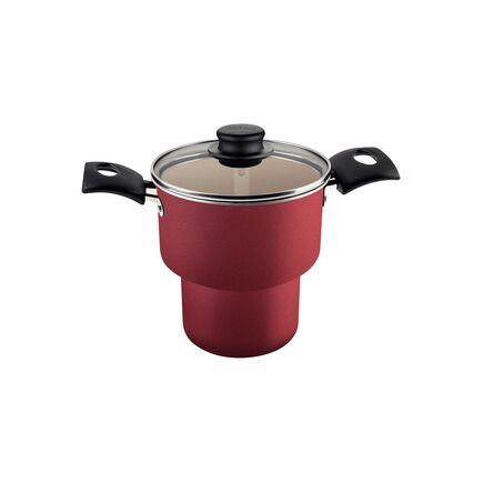 Cuscuzeira Tramontina Turim em Alumínio com Revestimento Interno e Externo em Antiaderente Starflon Max Vermelha 14 cm 1,9 L
