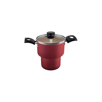 Cuscuzeira Tramontina Turim em Alumínio com Revestimento Interno e Externo em Antiaderente Starflon Max Vermelho 14 cm 1,9 L