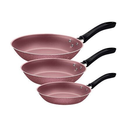 Jogo de Frigideiras Tramontina Linz em Alumínio com Revestimento Interno e Externo Antiaderente Starflon Max Rosa 03 Peças