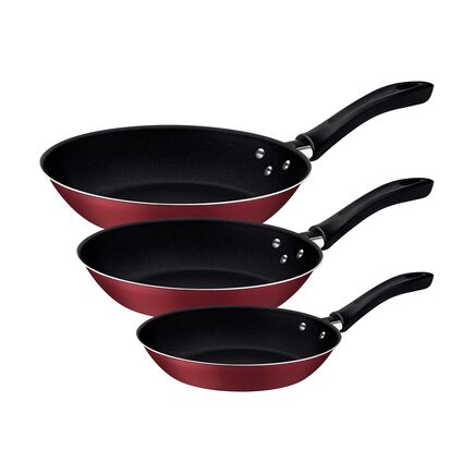 Jogo de Frigideiras Tramontina Linz com Revestimento Interno e Externo em Antiaderente Starflon Max Vermelho 03 Peças