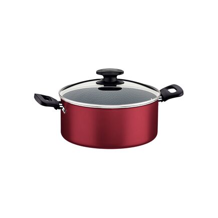Caçarola Tramontina Loreto em Alumínio com Revestimento Interno e Externo Antiaderente Starflon Max com Tampa e Alças Baquelite 20 cm 2,8 L Vermelha
