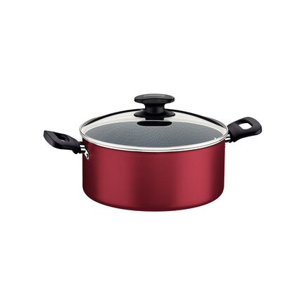 Caçarola Tramontina Loreto em Alumínio com Revestimento Interno e Externo Antiaderente Starflon Max com Tampa e Alças Baquelite 22 cm 3,7 L Vermelha