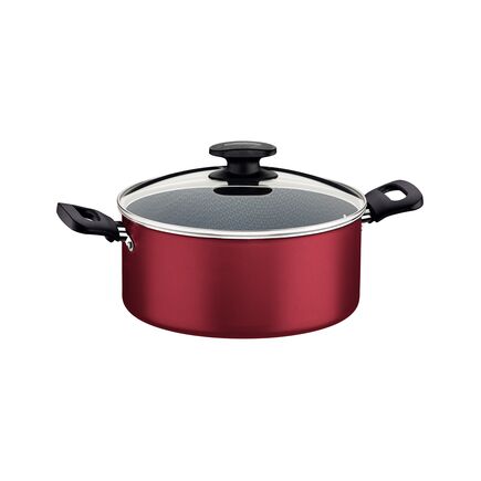 Caçarola Tramontina Loreto em Alumínio com Revestimento Interno e Externo Antiaderente Starflon Max com Tampa e Alças Baquelite 24 cm 4,7 L Vermelha