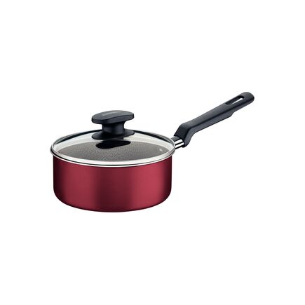 Panela Tramontina Loreto em Alumínio com Revestimento Interno e Externo Antiaderente Starflon Max Cabo Baquelite e Tampa de Vidro 1,4 L 16 cm Vermelha