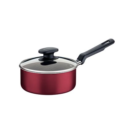 Panela Tramontina Loreto em Alumínio com Revestimento Interno e Externo Antiaderente Starflon Max Cabo Baquelite e Tampa de Vidro 18 cm 2,0 L Vermelha