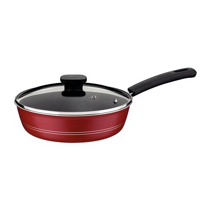 Frigideira Funda Tramontina com Tampa Sicília em Alumínio com Revestimento Interno e Externo em Antiaderente Starflon Excellent Vermelho 24 cm 2,5 L