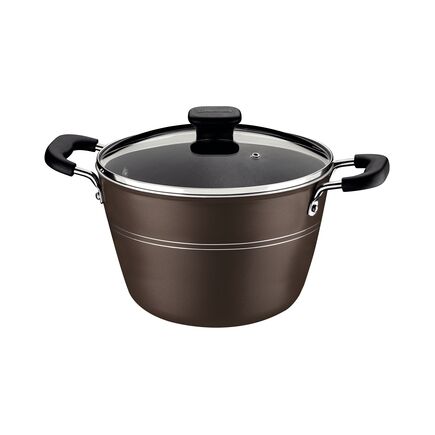 Caldeirão Tramontina Sicília em Alumínio com Revestimento Interno e Externo em Antiaderente Starflon Excellent Avelã com Tampa de Vidro 26 cm 7,6 L