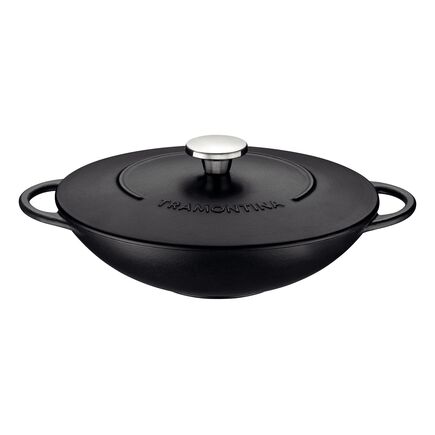 Wok Tramontina Trento em Ferro Esmaltado com Revestimento Interno em Antiaderente Starflon Excellent 32 cm 5 L