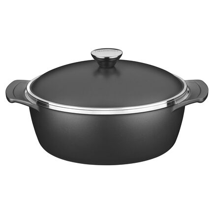 Caçarola Tramontina Lyon em Alumínio Forjado com Revestimento Interno e Externo Antiaderente Starflon High Performance Preto com Tampa 30 cm 6,8 L