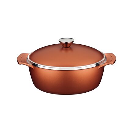 Caçarola Tramontina Lyon em Alumínio Forjado com Revestimento Interno e Externo Antiaderente Starflon High Performance Dourado com Tampa 24 cm 3,7 L