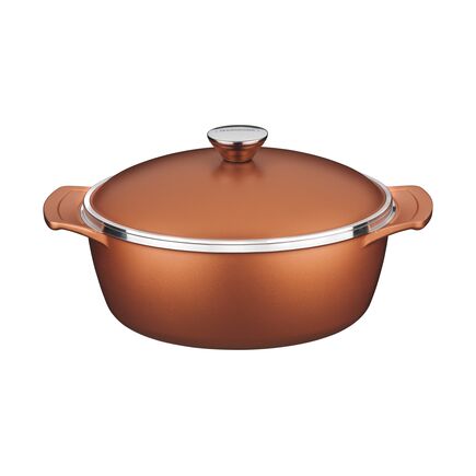 Caçarola Tramontina Lyon em Alumínio Forjado com Revestimento Interno e Externo Antiaderente Starflon High Performance Dourado com Tampa 26 cm 4,6 L