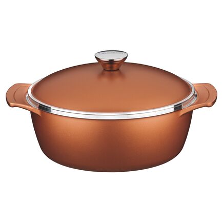 Caçarola Tramontina Lyon em Alumínio Forjado com Revestimento Interno e Externo Antiaderente Starflon High Performance Dourado com Tampa 30 cm 6,8 L