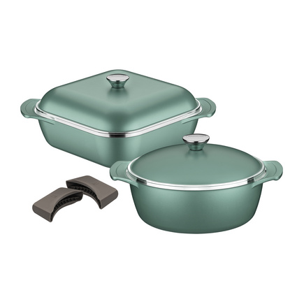 Kit de Panelas Tramontina Lyon em Alumínio com Revestimento Interno e Externo em Antiaderente Starflon High Perfomance Verde Esmeralda 4 Peças