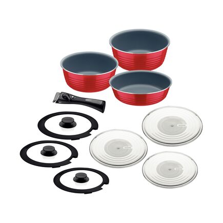 Jogo de Panelas Multiuso Tramontina Itria em Alumínio com Revestimento Interno e Externo Cerâmico Vermelho 10 Peças