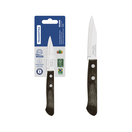 Faca para Legumes e Frutas Tramontina Polywood com Lâmina em Aço Inox e Cabo de Madeira Tratada Castanho 3