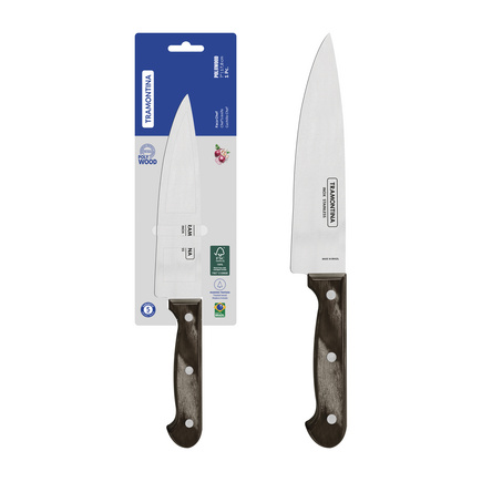 Faca Chef Tramontina Polywood com Lâmina em Aço Inox e Cabo de Madeira Tratada Castanho 7