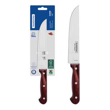 Faca para Cozinha Tramontina Polywood com Lâmina em Aço Inox e Cabo de Madeira Tratada Vermelho 7