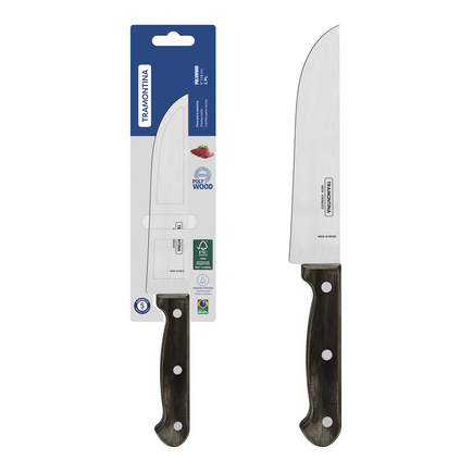 Faca para Cozinha Tramontina Polywood com Lâmina de Aço Inox e Cabo de Madeira Tratada Castanho 6