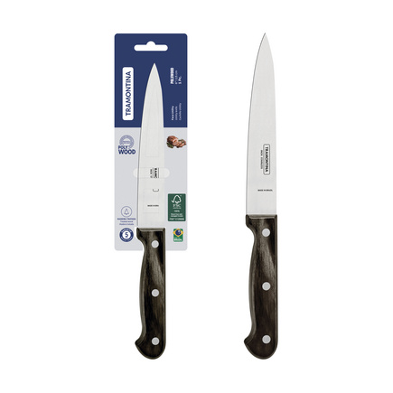 Faca Utility Tramontina Polywood com Lâmina em Aço Inox e Cabo de Madeira Tratada Castanho 6