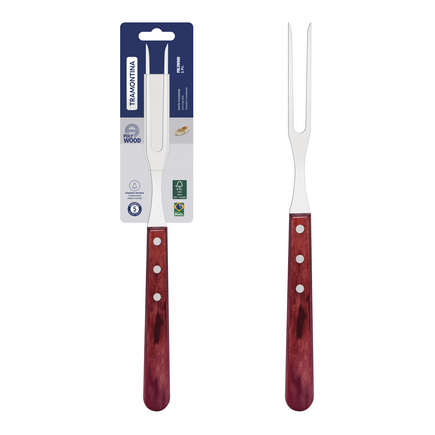 Garfo Trinchante Tramontina Polywood com Lâmina em Aço Inox e Cabo de Madeira Tratada Vermelho