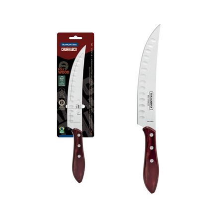 Faca para Carne Butcher Tramontina com Lâmina em Aço Inox e Cabo em Madeira Tratada Polywood Vermelho 8
