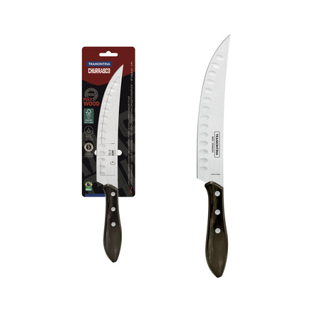 Faca para Carne Butcher Tramontina com Lâmina em Aço Inox e Cabo em Madeira Tratada Polywood Castanho 8