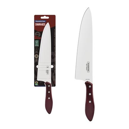 Faca para Carne Tramontina com Lâmina em Aço Inox e Cabo de Madeira Tratada Polywood Vermelho 10