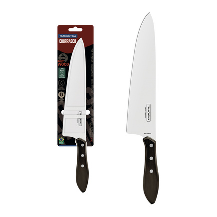 Faca para Carne Tramontina com Lâmina em Aço Inox e Cabo de Madeira Tratada Polywood Castanho 10