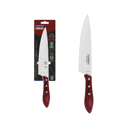 Faca para Carne Tramontina com Lâmina em Aço Inox e Cabo de Madeira Tratada Vermelho Polywood 8