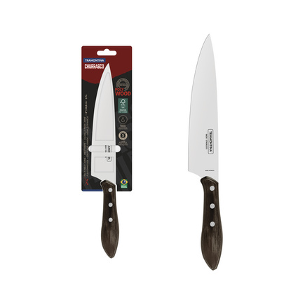 Faca para Carne Tramontina com Lâmina em Aço Inox e Cabo de Madeira Tratada Polywood Castanho 8