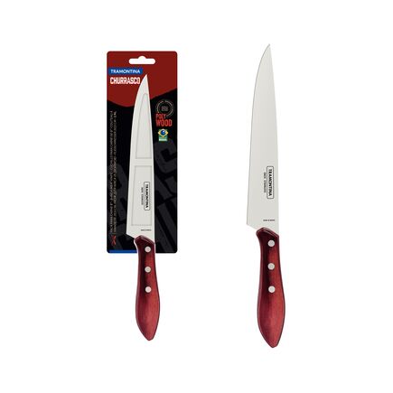 Faca para Carne Tramontina Polywood com Lâmina em Aço Inox e Cabo de Madeira Tratada Polywood Vermelho 8