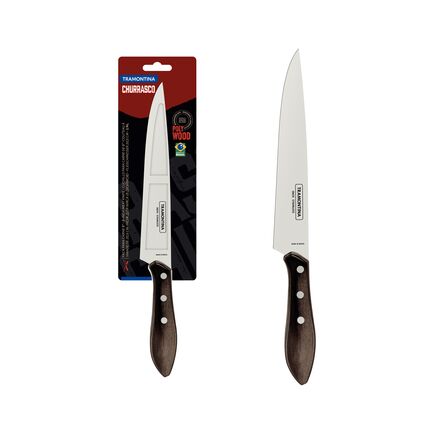 Faca para Carne Tramontina com Lâmina em Aço Inox e Cabo de Madeira Tratada Polywood Castanho 8