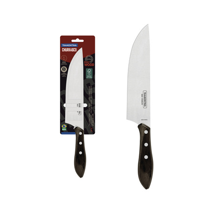 Faca para Carne Tramontina com Lâmina em Aço Inox e Cabo em Madeira Tratada Polywood Castanho 8