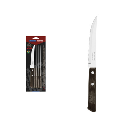 Conjunto de Facas para Churrasco Tramontina em Aço Inox com Cabo Castanho Polywood 6 Peças