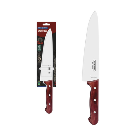 Faca para Carne Tramontina com Lâmina em Aço Inox e Cabo em Madeira Tratada Polywood Vermelho 10