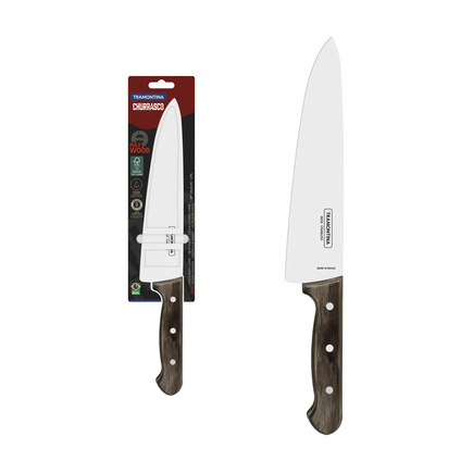 Faca para Carne Tramontina com Lâmina de Aço Inox e Cabo em Madeira Tratada Polywood Castanho 10