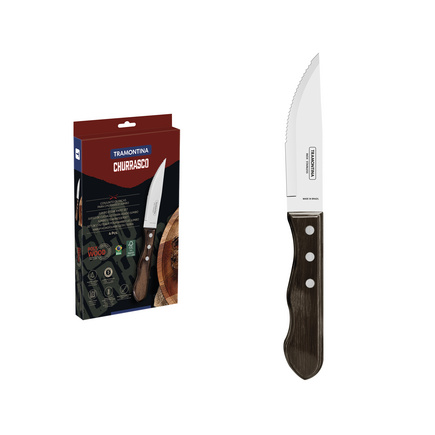 Conjunto de Facas para Churrasco Jumbo Tramontina em Aço Inox com Cabo Castanho Polywood 4 Peças