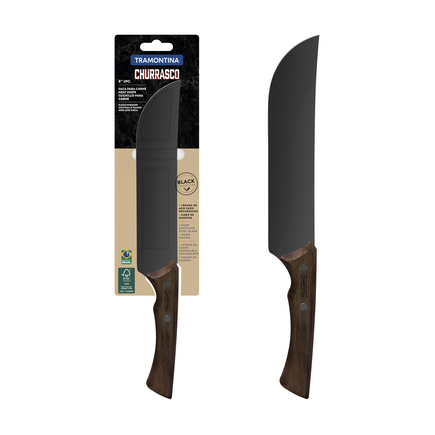 Faca para Carne Tramontina Churrasco Black com Lâmina em Aço Inox Escurecido e Cabo de Madeira 8