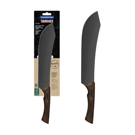 Faca para Carne Tramontina Churrasco Black com Lâmina de Aço Inox Escurecido e Cabo de Madeira 10