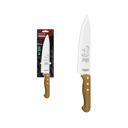 Faca para Carne Tramontina Churrasco com Lâminas em Aço Inox e Cabo de Madeira Natural 8