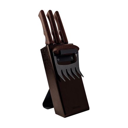 Kit para Churrasco Tramontina Churrasco Black com Lâminas de Aço Inox Escurecido e Cabos de Madeira 05 Peças